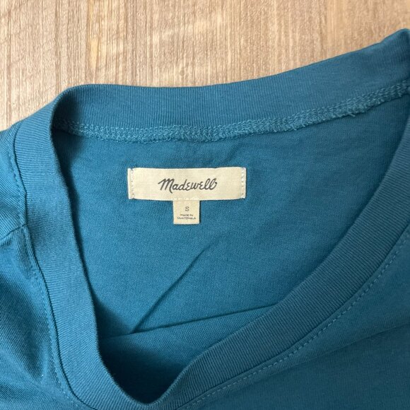 Madewell Teal Blue Cotton Tee Shirt Small - Picture 2 of 4